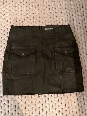 Lucky Brand Black Leather Pocket Mini Skirt